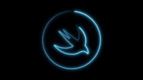 Glowing neon swift icon isolated on black background. HD Video motion graph.. Stock Footage 304168462