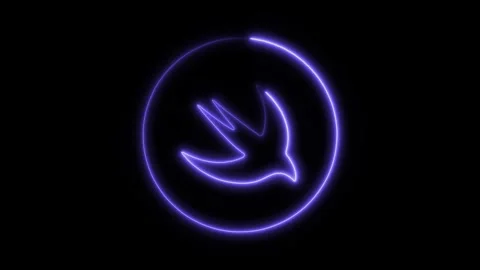 Glowing neon swift icon isolated on black background. HD Video motion graph.. Stock Footage 304168465