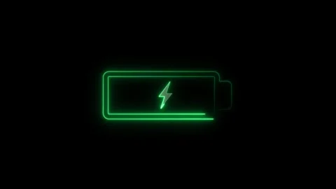 Glowing neon symbol of charging empty battery animation Stock Footage 321194100