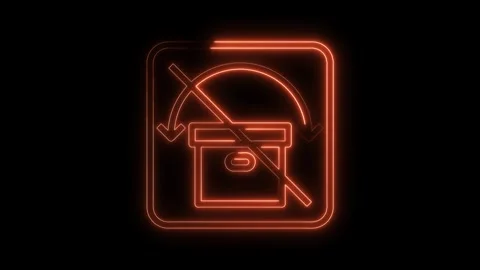 Glowing neon symbol of a return shipping parcel inside square shape isolated on Video stock 322970329
