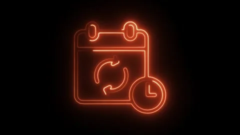 Glowing neon sync icon isolated on black background. HD Video motion graphi.. Stock Footage 304121440
