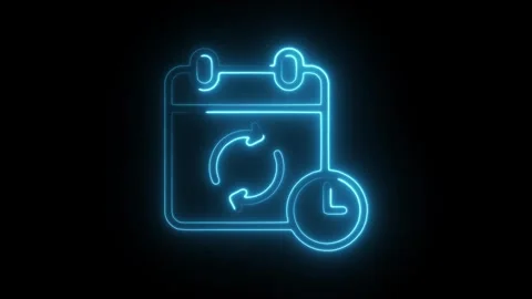 Glowing neon sync icon isolated on black background. HD Video motion graphi.. Stock Footage 304121441