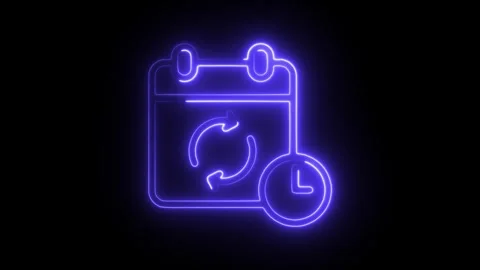Glowing neon sync icon isolated on black background. HD Video motion graphi.. Stock Footage 304121477
