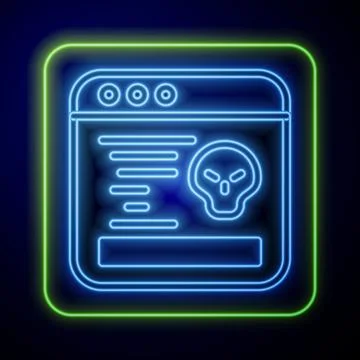 Glowing neon System bug concept icon isolated on blue background. Code bug Stock Illustration