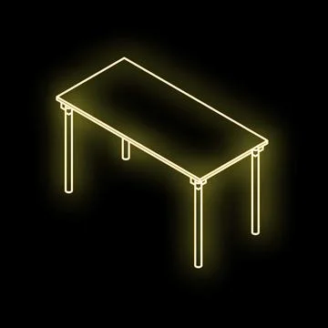 Glowing neon table on black background illuminating empty space イラスト素材