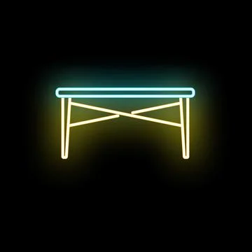 Glowing neon table icon representing furniture design Stock Illustration