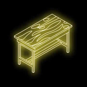 Glowing neon table isolated on black background Stock Illustration