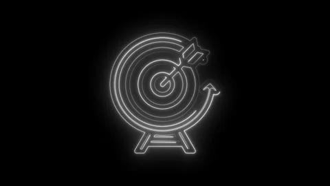 Glowing neon target with arrow and upward trend line abstract concept for Stock Footage 333964045