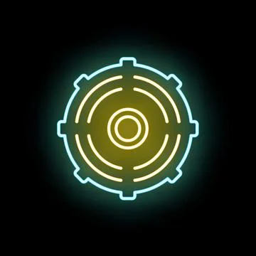 Glowing neon target icon identifying a clear objective Stock Illustration