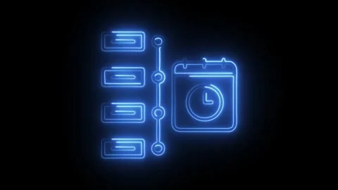 Glowing neon task schedule icon isolated on black background. HD Video moti.. Stock Footage 304538473
