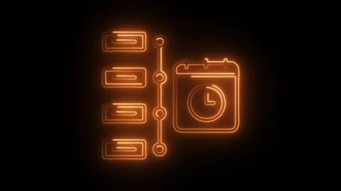 Glowing neon task schedule icon isolated on black background. HD Video moti.. Stock Footage 304538479