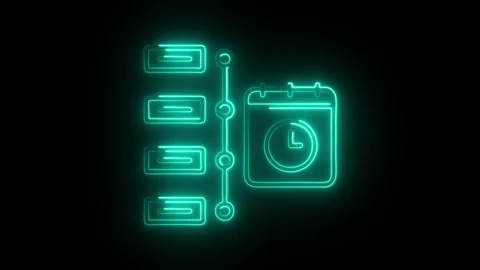 Glowing neon task schedule icon isolated on black background. HD Video moti.. Stock Footage 304538520