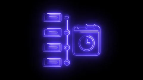 Glowing neon task schedule icon isolated on black background. HD Video moti.. Stock Footage 304538524