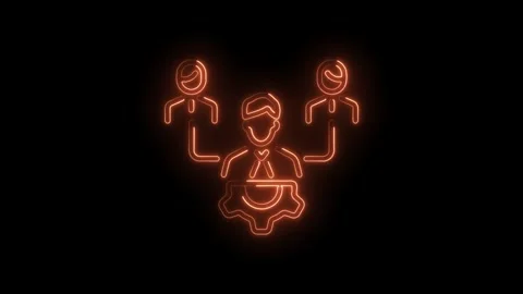 Glowing neon teamwork animation on black background visualizing business co.. Stock Footage 345993364