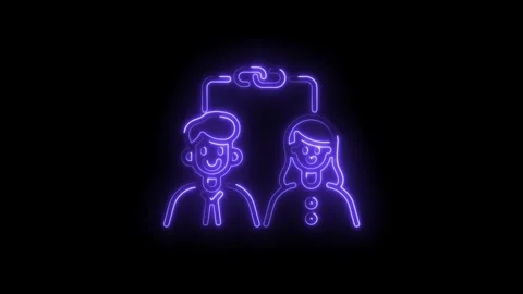 Glowing neon teamwork connection concept with man and woman linked for Stock Footage 330772847