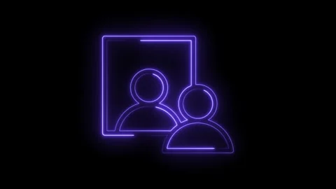Glowing neon teamwork icon on black background for digital communication concept Stock Footage 330778171