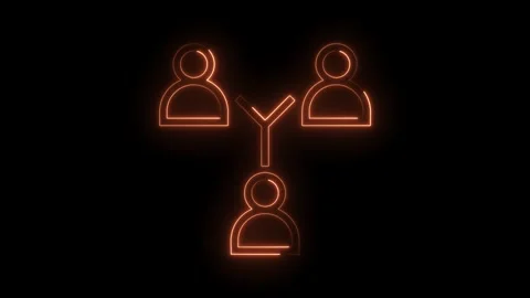 Glowing neon teamwork structure animated icon isolated on black background Stock Footage 322977716