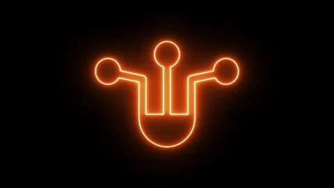 Glowing Neon Tech Circuit Icon, Futuristic Network Connector Design Stock Footage 310057040