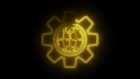 Glowing neon tech icon isolated on black background. HD Video motion graphi.. Stock Footage 314642133