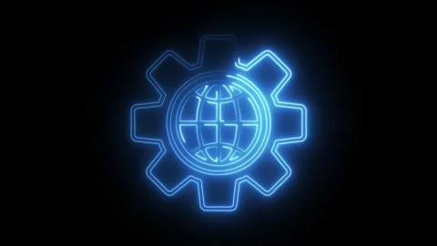 Glowing neon tech icon isolated on black background. HD Video motion graphi.. Stock Footage 314642148