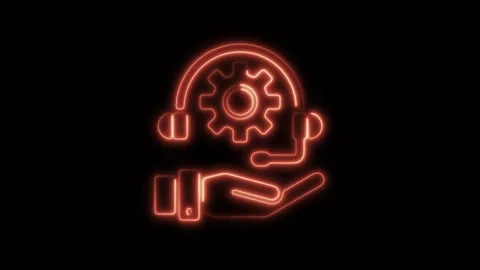 Glowing neon technical support icon isolated on black background. HD Video .. Stock Footage 304171351