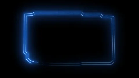 Glowing neon technological blue color HUD template callout animation. Neon .. Vidéo 337658999