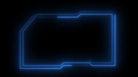 Glowing neon technological blue color HUD template callout animation. Neon .. Vídeos de archivo 341504949