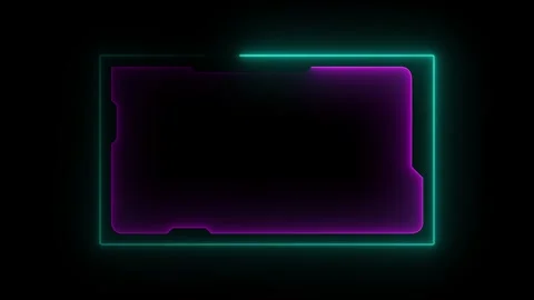 Glowing neon technology HUD frame animation. Neon cyan and pink computer in.. Vídeos de archivo 334437623