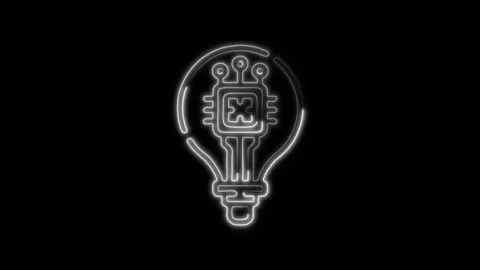 Glowing neon Technology icon 2 isolated on black background. HD Video motio.. Stock Footage 316237450