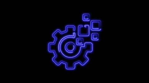 Glowing neon Technology icon isolated on black background. HD Video motion .. Stock Footage 316238302