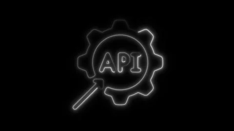 Glowing neon technology integration icon isolated on black background. HD V.. Stock Footage 304144338