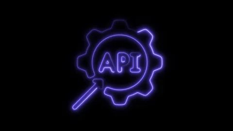Glowing neon technology integration icon isolated on black background. HD V.. Stock Footage 304144339