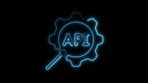 Glowing neon technology integration icon isolated on black background. HD V.. Stock Footage 304144377