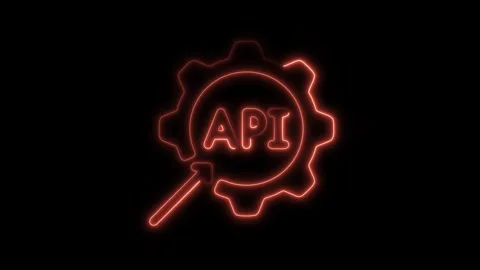 Glowing neon technology integration icon isolated on black background. HD V.. Stock Footage 304144386
