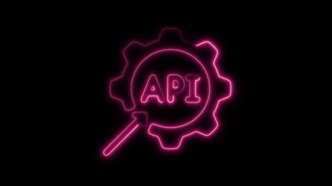 Glowing neon technology integration icon isolated on black background. HD V.. Stock Footage 304144407