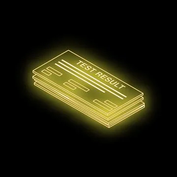 Glowing neon test result icon on dark background 스톡 일러스트