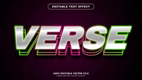 Glowing neon text effect Verse Text glows in the dark イラスト素材
