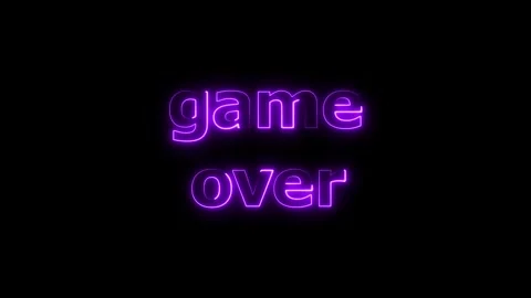 Glowing neon text game over concept animation on black background. Stock Footage 293483192