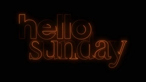 Glowing Neon Text of Hello Sunday is lit with bright neon light. Stock Footage 201247052