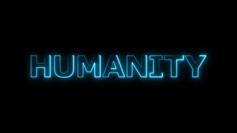 Glowing neon text humanity concept animation on black background. Stock Footage 293483190