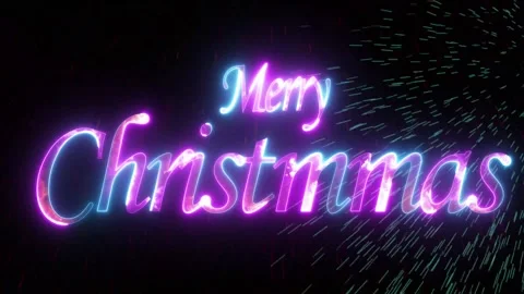 Glowing neon text icon merry Christmas with particle explosion animated video Stock Footage 290074147