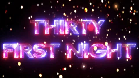 Glowing neon text icon thirty first night with glowing particle animated vide Stock Footage 290074253