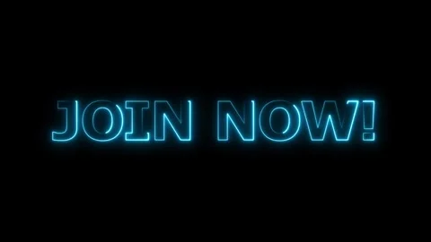 Glowing neon text join now concept animation on black background. Stock Footage 293483189