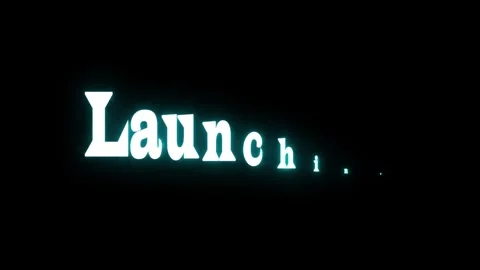 Glowing neon text launching animation isolated on black background Vídeos de archivo 336272366