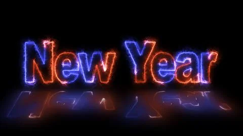 Glowing neon text New Year with creating a festive and luxurious New Year e.. Stock Illustration