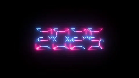 Glowing neon text numbers 2025 on a white background. Holiday card. 2025 Ha.. Stock Footage 290075182