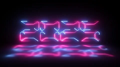 Glowing neon text numbers 2025 on a white background with transition and re.. Stock Footage 290075188