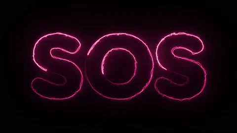 Glowing neon text SOS isolated on black background. Stock-Footage 232586101