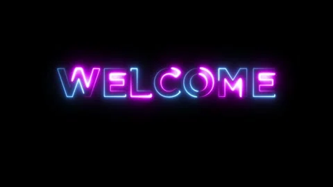 Glowing neon text welcome Isolated on Black Background Stock Footage 321011965