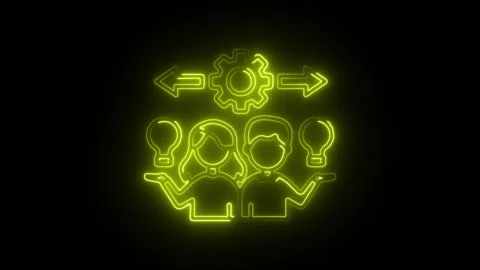 Glowing neon think different icon isolated on black background. HD Video mo.. Stock Footage 314640726
